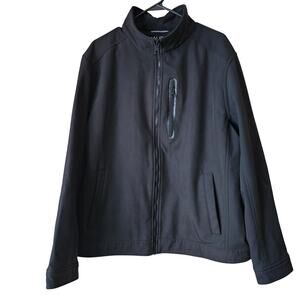 Nautica Water Resistant Windbreaker Jacket Mens Size XL Black Collar Full Zip Up